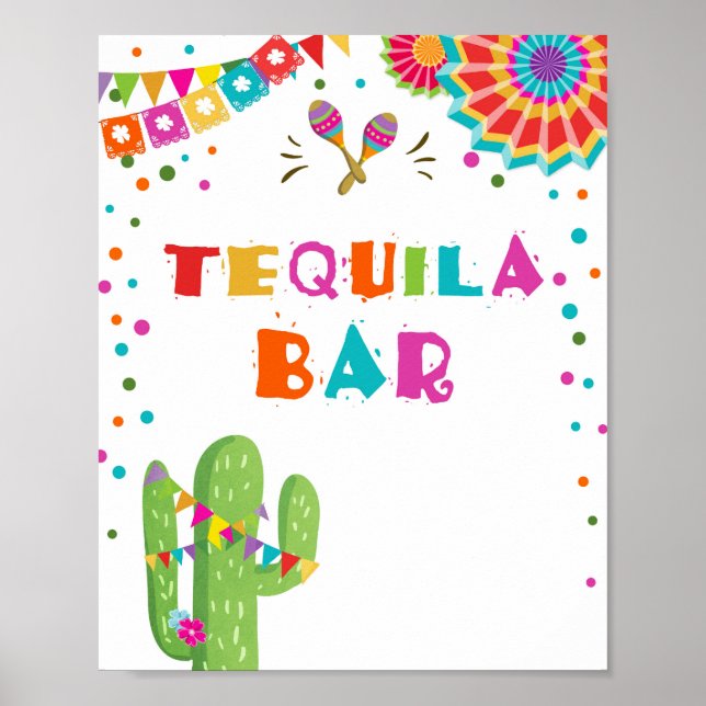 Tequila Pub Fiesta Drinks Cactus Bord Sign Poster (Framsidan)