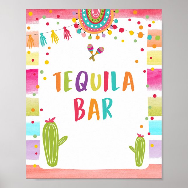 Tequila Pub Fiesta Drinks Cactus Bord Sign Poster (Framsidan)