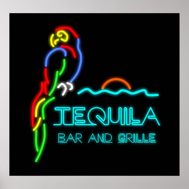 Tequila Pub och Grille Neon Sign Poster (Framsidan)