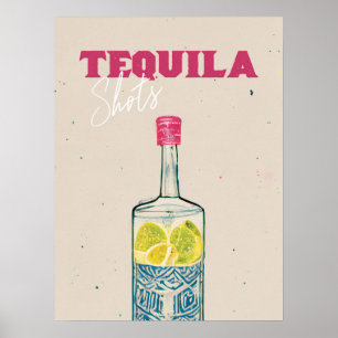 Tequila Shots Retro Pub Art Rosa Mexikanskt Poster