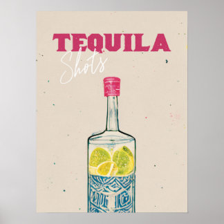 Tequila Shots Retro Pub Art Rosa Mexikanskt Poster