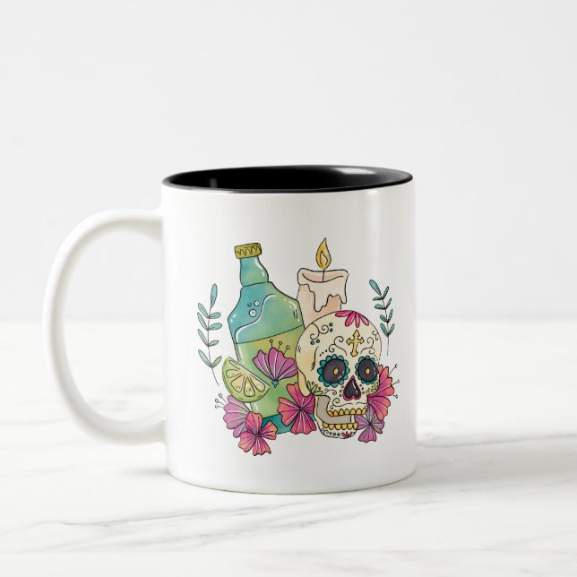 Tequila Sugar Skull Två-Tonad Mugg (Vänster)