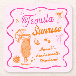 Tequila Sunrise Bachelorette Underlägg Papper Kvadrat