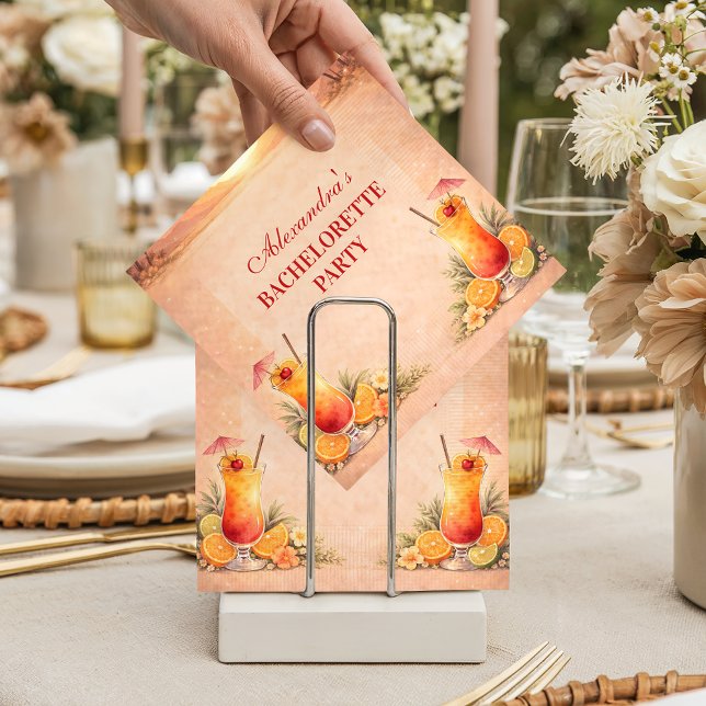 Tequila Sunrise Beach Getaway Bachelorette Party Pappersservett (Skapare uppladdad)