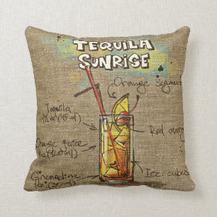 Tequila Sunrise/Bloody Mary Recipe Cushion Kudde
