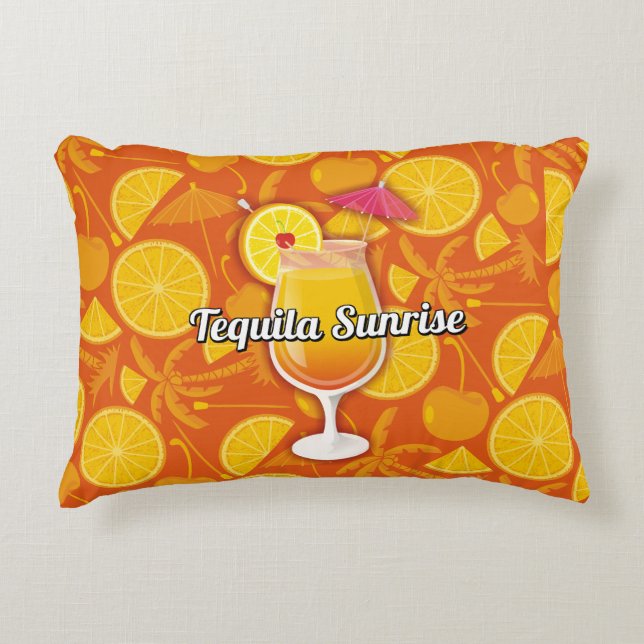 Tequila Sunrise Cocktail Prydnadskudde (Framsidan)