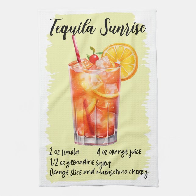Tequila Sunrise Cocktail Recipe Kökshandduk (Vertikal)