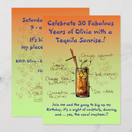 Tequila Sunrise Födelsedagsfest inbjudan