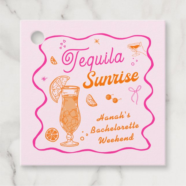 Tequila Sunrise Möhippa Gåvor Etiketter (Framsida)