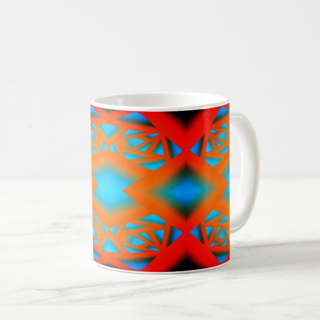 Tequila Sunrise Ombre Geometric Abstrakt Art Kaffemugg (Framsida höger)