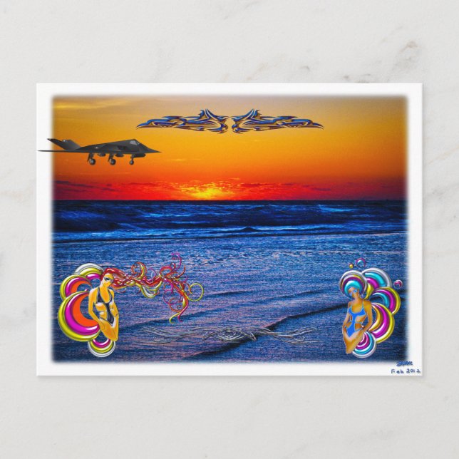 Tequila Sunrise over Atlantic Big Beach Big Roligt Vykort (Framsida)