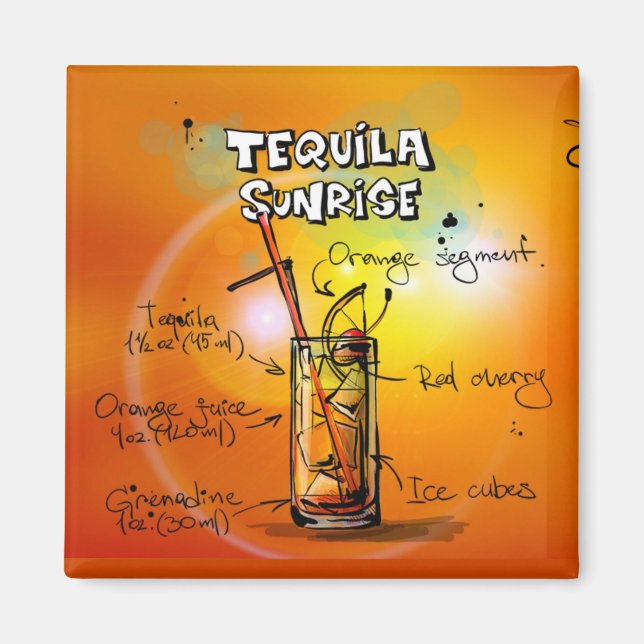 Tequila Sunrise Recipe Pub Magnet (Framsidan)