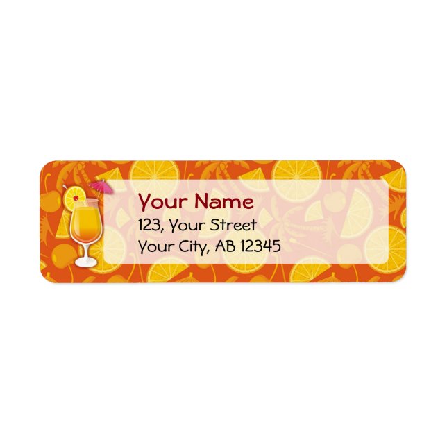 Tequila sunrise returadress etikett (Framsidan)