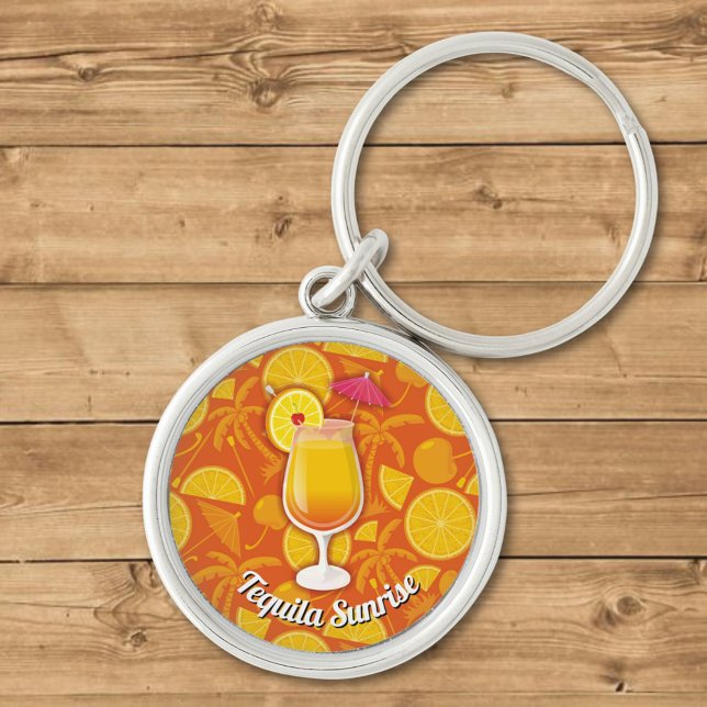 Tequila Sunrise Rund Silverfärgad Nyckelring (Skapare uppladdad)