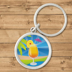 Tequila Sunrise Rund Silverfärgad Nyckelring