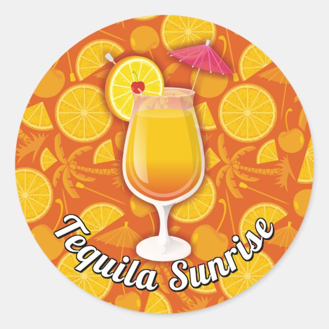 Tequila sunrise runt klistermärke (Framsida)