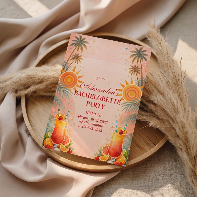 Tequila Sunrise Sunset Cocktail Bachelorette Party Inbjudningar (Skapare uppladdad)