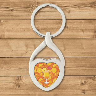 Tequila sunrise twisted heart silverfärgad nyckelring