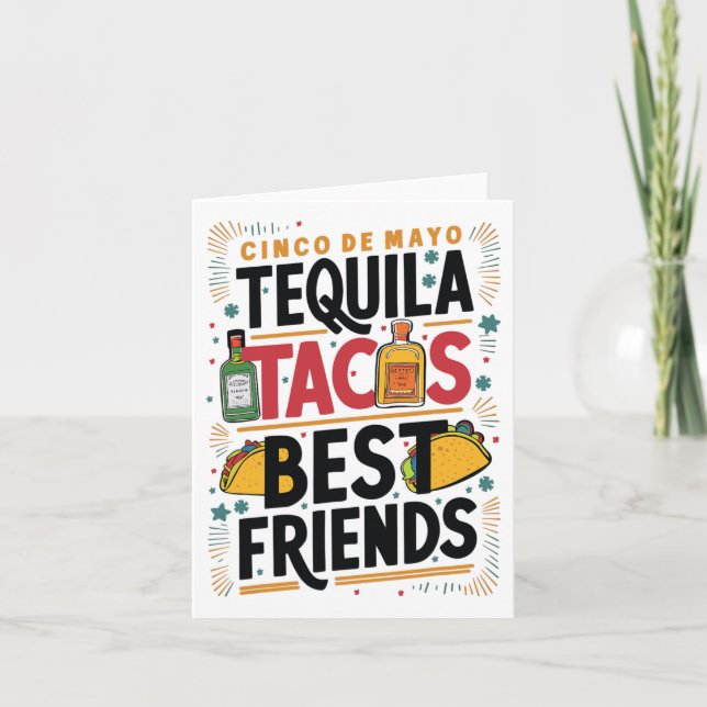 Tequila Tacos Best Friends Drinking Cinco De Mayo Kort (Framsida)