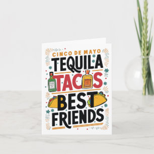 Tequila Tacos Best Friends Drinking Cinco De Mayo Kort