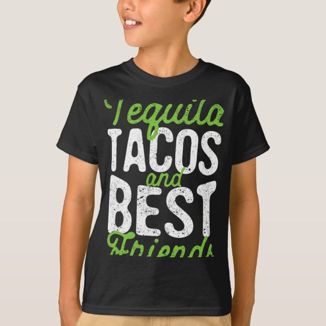 Tequila Tacos Och Bästa Vänner Taco Tisdag Cinco  T Shirt (Framsida)