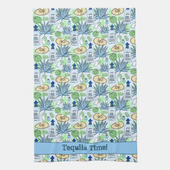 Tequila Time Cocktails Agave Plants and Sombreros Kökshandduk (Vertikal)