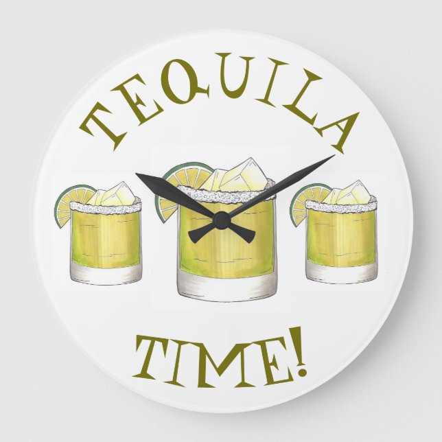 Tequila Time Margarita Cocktail Mixed Drink Lime Stor Klocka (Framsida)