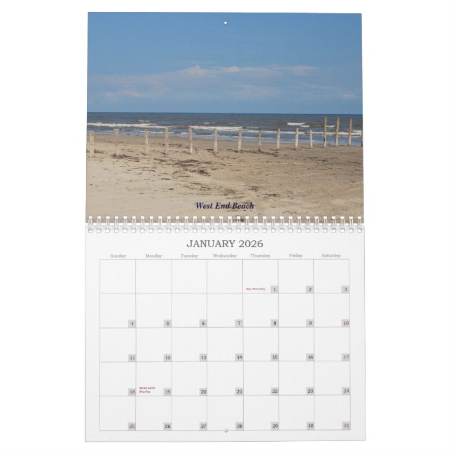 TeraBella fotografi framlägger Galveston, Texas Kalender (Jan 2026)