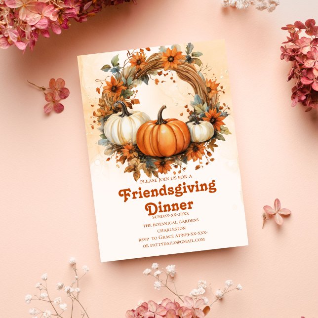 teracotta botaniska fall tones Friendsgiving Inbjudningar (Skapare uppladdad)