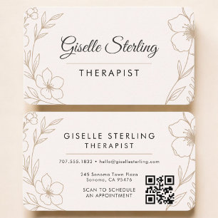Terapeut Botanisk Florist QR-kod Professionell Visitkort