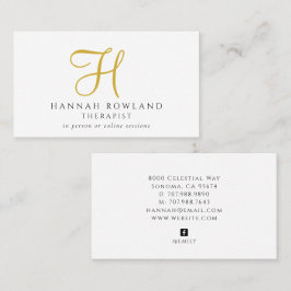 Terapeut Guld Skript Monogram Namn Visitkort