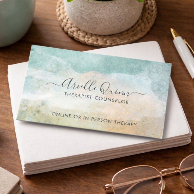 Terapeut Rådgivare Lugn Abstrakt Akvarell Visitkort (Skapare uppladdad)