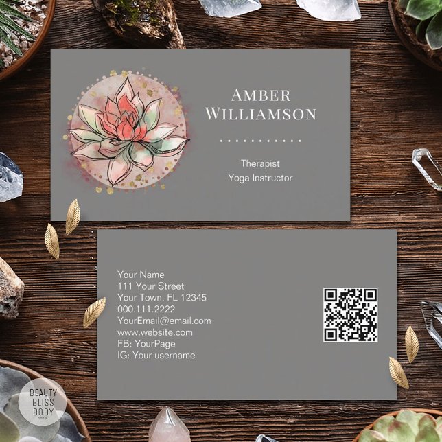 Terapeut Spa Sukkulent Yoga Healing Wellness QR Visitkort (Skapare uppladdad)
