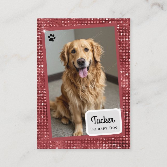 Terapi Hund Trading Card Vin Glitter Visitkort (Framsida)