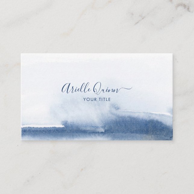 Terapist Counselor Blue Abstrakt Watercolor Visitkort (Framsida)
