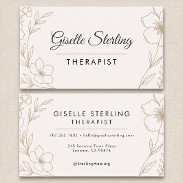 Terapist,  svart Elegant för botaniska blommor Visitkort