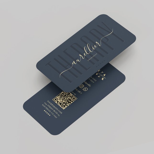 Terapistisk monogramterapi Modern Mörk blått Visitkort (Therapist Monogram Therapy Modern Dark Blue Business Card
)