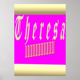 Teresa-design, chockerande rosa och guld poster