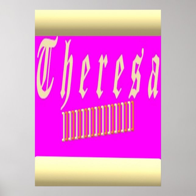 Teresa-design, chockerande rosa och guld poster (Framsidan)