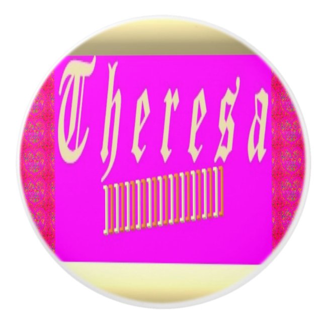 Teresdesign, chockerande rosa och guld CERAMIC PUL Knopp (Framsidan)