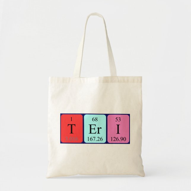 Teri periodisk bord namn tote bag tygkasse (Framsidan)