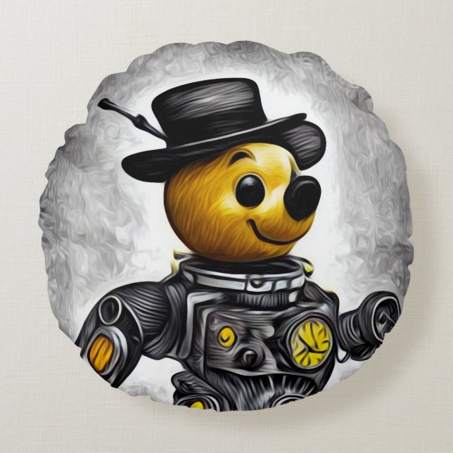 Terminator Pooh i Hat Rund Kudde (Framsidan)