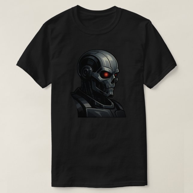 Terminator Skalle Power Force Grafisk Design Cool  T Shirt (Design framsida)