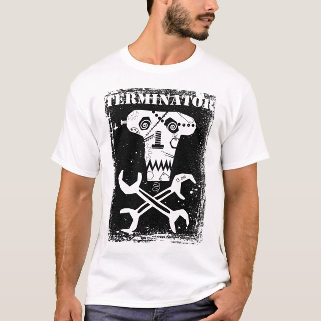 terminatordöskallardesign t-shirt (Framsida)