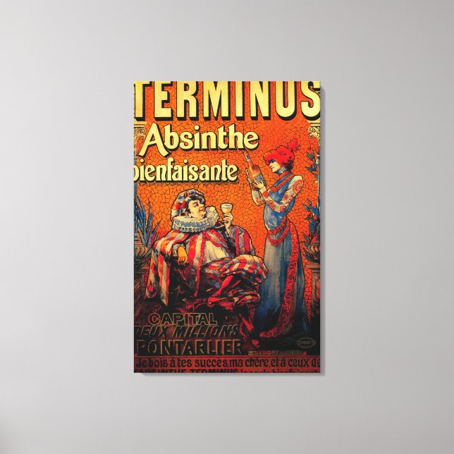 Terminus Absinthe Vintage PosterEurope Canvastryck (Framsida)