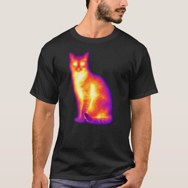 Termisk Katt Infraröd Värme Vision Konst T Shirt (Framsida)