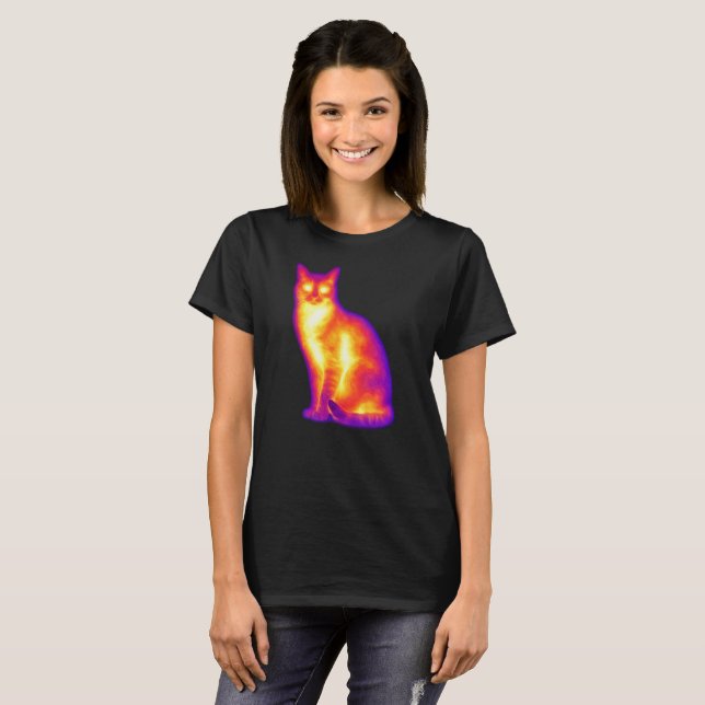 Termisk Katt Värmevision Grafik T Shirt (Hel framsida)