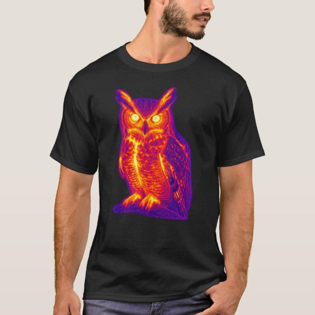Termisk Uggle Värmevision Konst T Shirt (Framsida)
