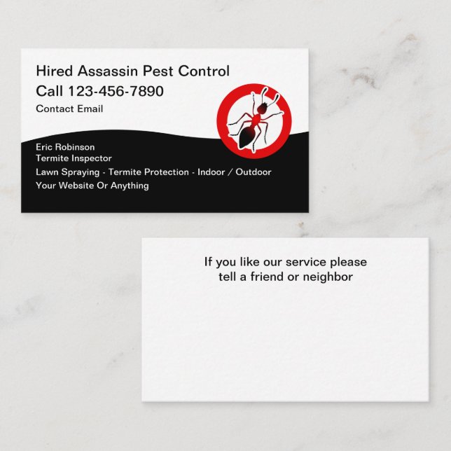 Termite Pest Control Business Cards New Visitkort (Fram/baksida)