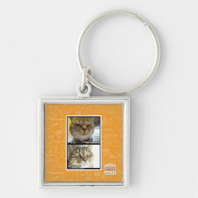 Termometer Fyrkantig Silverfärgad Nyckelring (Framsidan)